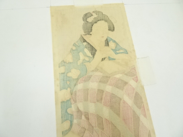 道具 ] - 道具 竹久夢二 こたつで読書する女 手摺木版画 額装 | ネット